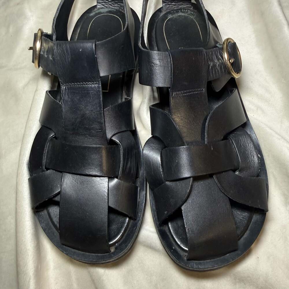 Zara Leather Fisherman Cage Sandals with Buckle - Picture 2 of 7